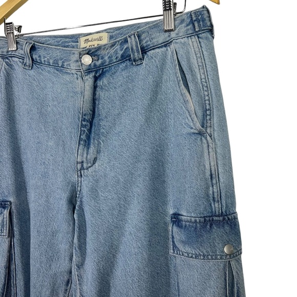 MADEWELL Low Slung Cargo Wide Leg Light-wash Loose fit Jeans 29 - Picture 3 of 11